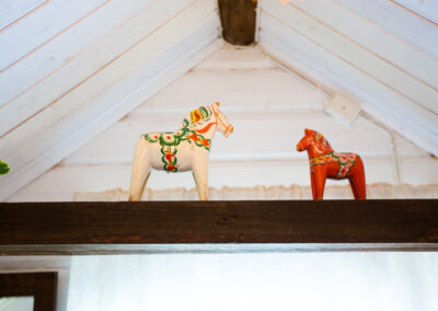 Dala horses at the large cottage in Rosenberg Farm and Cottage.