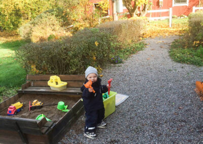 The sandbox in our family friendly garden.