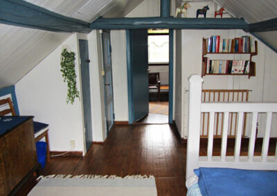 One of the bedrooms in the large cottage.