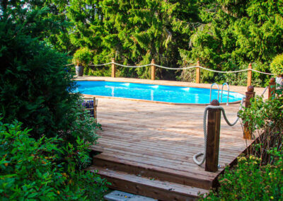 The pool in the greenery.